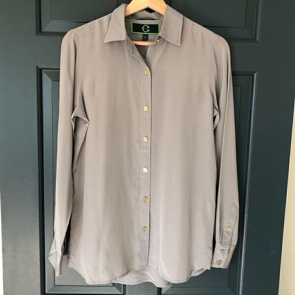 C. Wonder Gray Silk Blouse - Picture 1 of 6